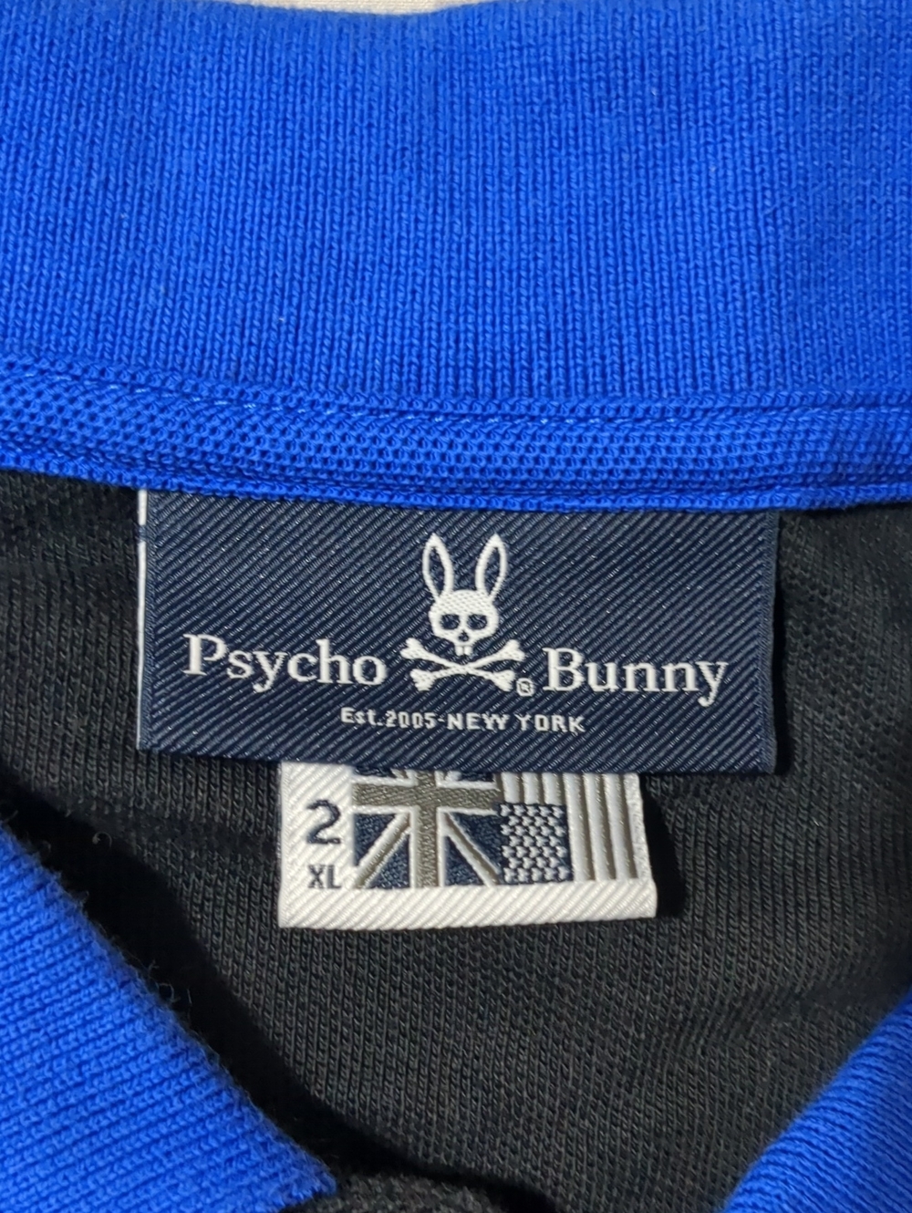 Psycho Bunny Mens 2 XL Black Neon Logo Polo Shirt Multi Color Embroidered Casual - Picture 7 of 12